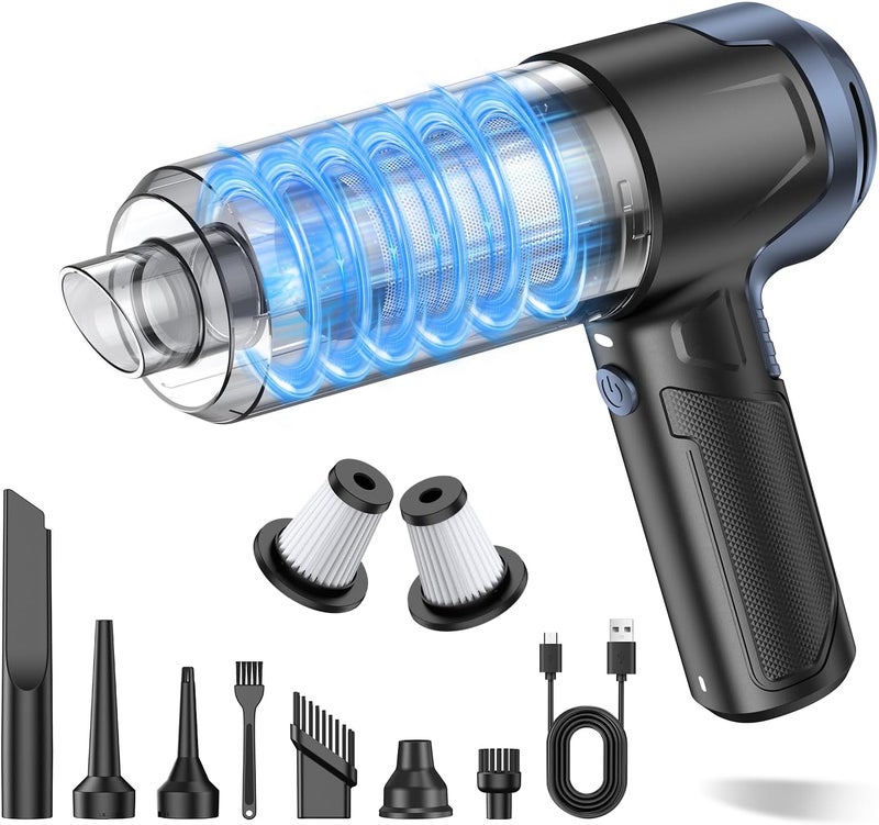 JONYJ Handheld Car Vacuum Cleaner, 16000PA Hand Held Vacuum Portable Cordless, 2 in 1 Air Duster and Vacuum Cleaner with LED Light, Multi-Nozzles, 120W High Power Mini Vacuum for Home, Pet, Office - Image 1